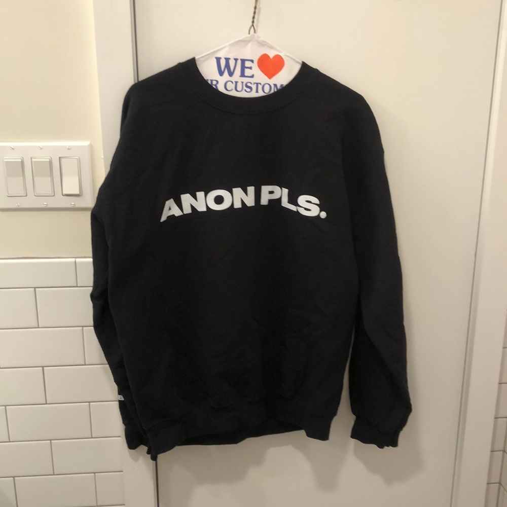 Deux Moi Anon Pls Crew Neck Sweatshirt Black Size Medium Unisex Sold Out